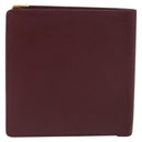 CARTIER Must Line Bifold Wallet Leather Bordeaux Gold Auth bs32096-2