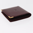 CARTIER Must Line Bifold Wallet Leather Bordeaux Gold Auth bs32096-5