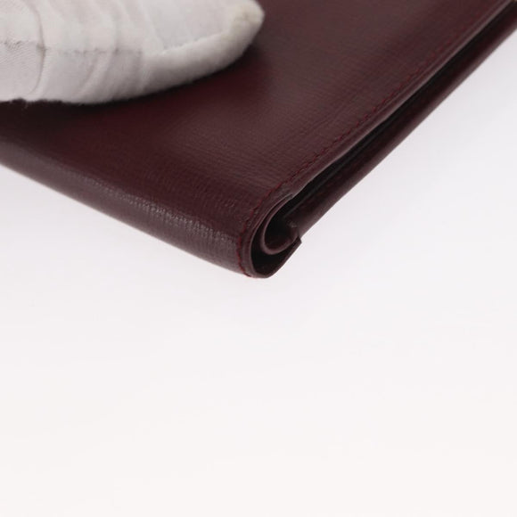 CARTIER Must Line Bifold Wallet Leather Bordeaux Gold Auth bs32096