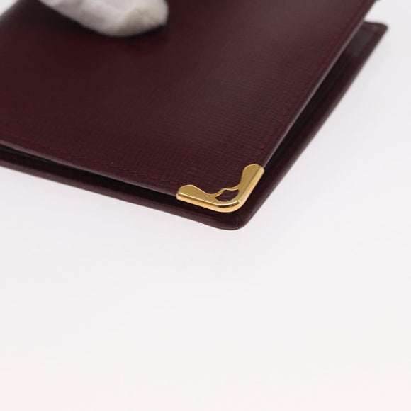 CARTIER Must Line Bifold Wallet Leather Bordeaux Gold Auth bs32096