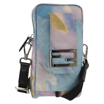 FENDI Zucca Canvas Shoulder Bag Blue Silver Auth bs32097V