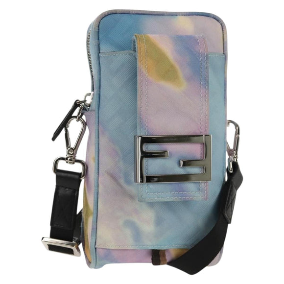 FENDI Zucca Canvas Shoulder Bag Blue Silver Auth bs32097V