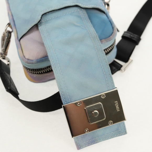 FENDI Zucca Canvas Shoulder Bag Blue Silver Auth bs32097V