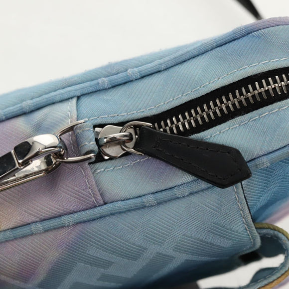 FENDI Zucca Canvas Shoulder Bag Blue Silver Auth bs32097V