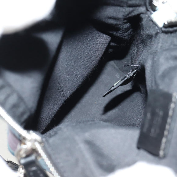 FENDI Zucca Canvas Shoulder Bag Blue Silver Auth bs32097V