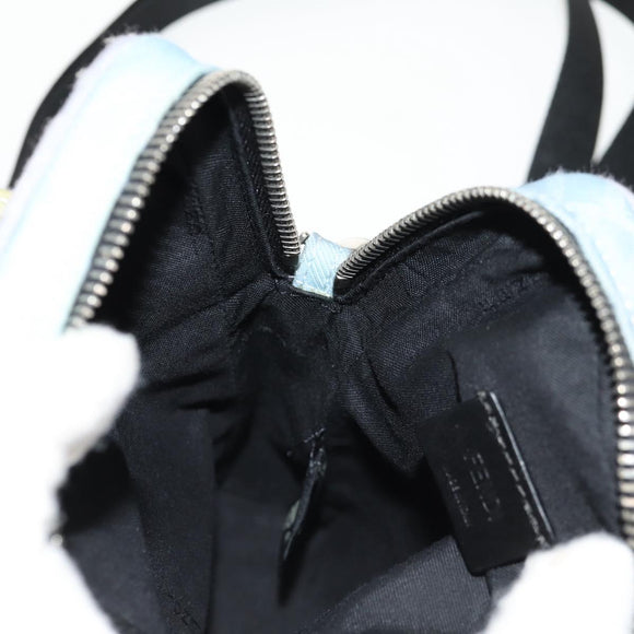 FENDI Zucca Canvas Shoulder Bag Blue Silver Auth bs32097V