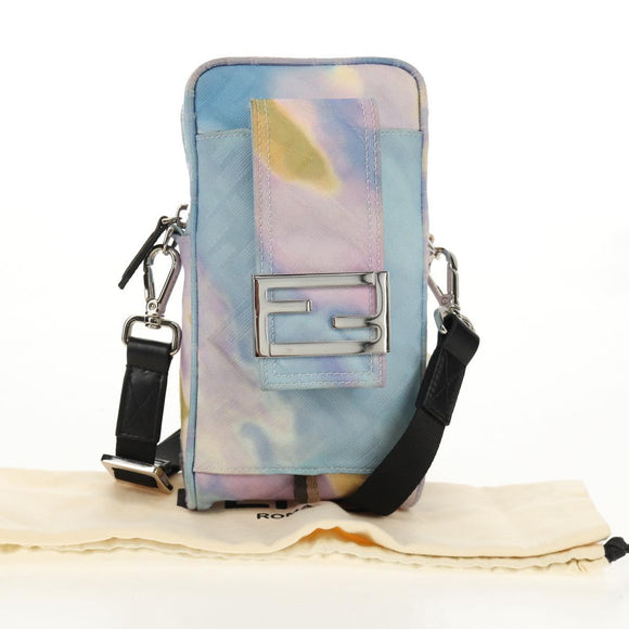 FENDI Zucca Canvas Umhängetasche Blau Silber Auth bs32097V
