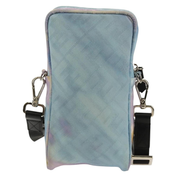 FENDI Zucca Canvas Shoulder Bag Blue Silver Auth bs32097V