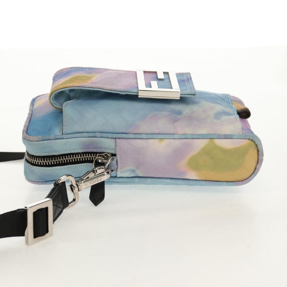 FENDI Zucca Canvas Shoulder Bag Blue Silver Auth bs32097V