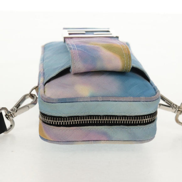 FENDI Zucca Canvas Shoulder Bag Blue Silver Auth bs32097V