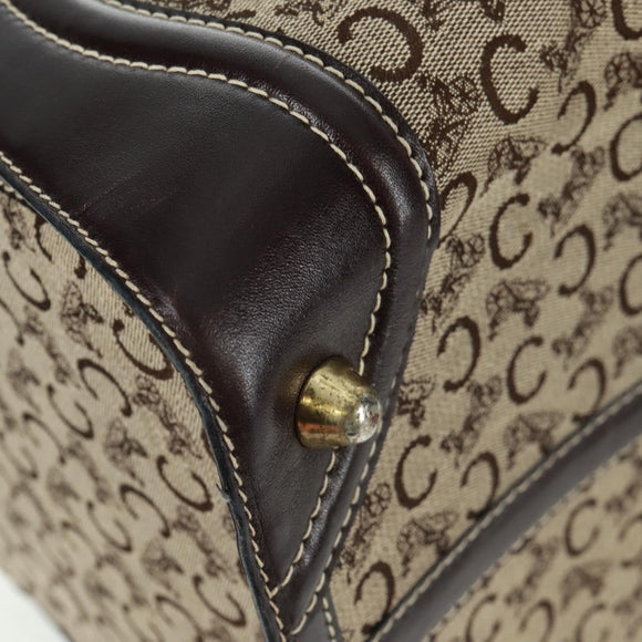 CELINE C Sulky Boston Bag Canvas Brown Gold Auth bs32098