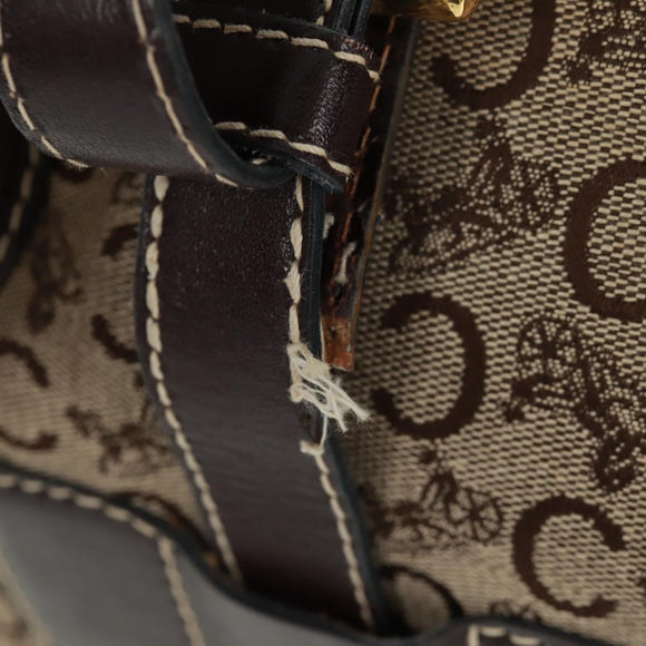 CELINE C Sulky Boston Bag Canvas Brown Gold Auth bs32098