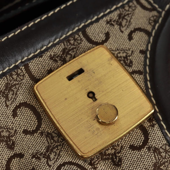 CELINE C Sulky Boston Bag Canvas Brown Gold Auth bs32098
