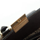 CELINE C Sulky Boston Bag Canvas Brown Gold Auth bs32098-10