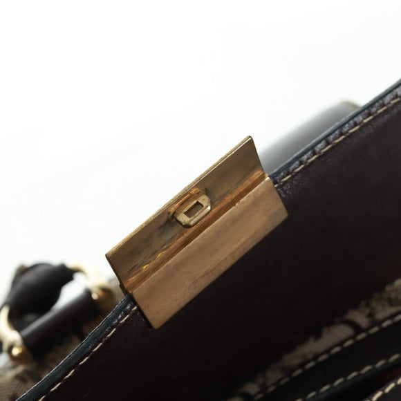 CELINE C Sulky Boston Bag Canvas Brown Gold Auth bs32098