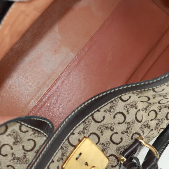 CELINE C Sulky Boston Bag Canvas Brown Gold Auth bs32098
