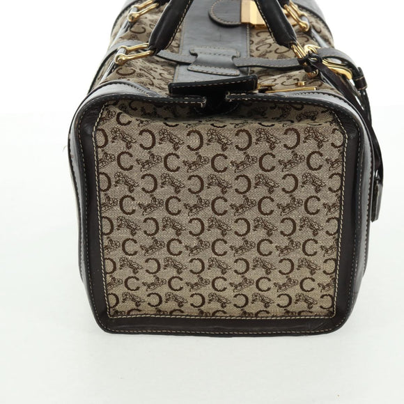 CELINE C Sulky Boston Bag Canvas Brown Gold Auth bs32098