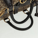 CELINE C Sulky Boston Bag Canvas Brown Gold Auth bs32098-7