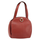 CELINE Hand Bag Leather Red Gold Auth bs32099-1