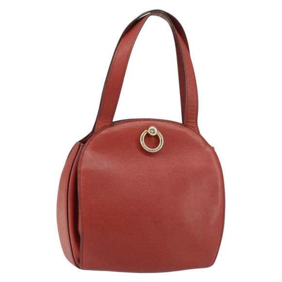 CELINE Hand Bag Leather Red Gold Auth bs32099