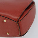 CELINE Hand Bag Leather Red Gold Auth bs32099-9