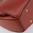 CELINE Hand Bag Leather Red Gold Auth bs32099-14