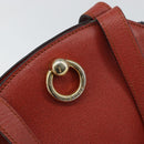 CELINE Hand Bag Leather Red Gold Auth bs32099-17