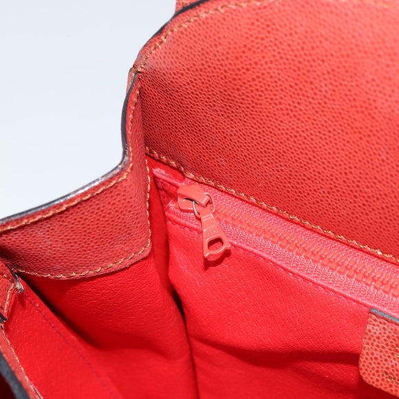 CELINE Hand Bag Leather Red Gold Auth bs32099