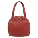 CELINE Hand Bag Leather Red Gold Auth bs32099-13