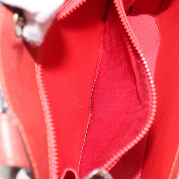 CELINE Hand Bag Leather Red Gold Auth bs32099