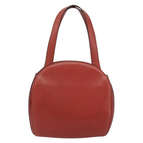 CELINE Hand Bag Leather Red Gold Auth bs32099