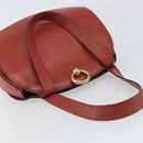 CELINE Hand Bag Leather Red Gold Auth bs32099-6