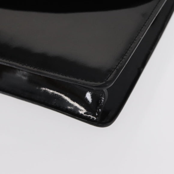 CELINE Clutch Bag Enamel Black Gold Auth bs32100