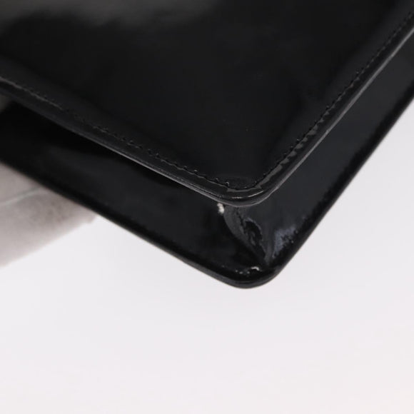 CELINE Clutch Bag Enamel Black Gold Auth bs32100