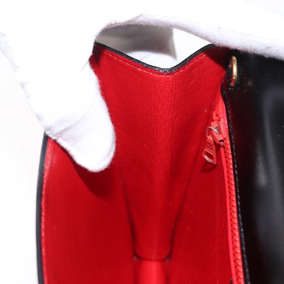 CELINE Clutch Bag Enamel Black Gold Auth bs32100