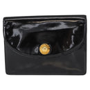 CELINE Clutch Bag Enamel Black Gold Auth bs32100-13