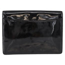 CELINE Clutch Bag Enamel Black Gold Auth bs32100-2