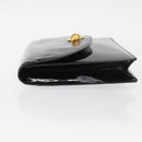 CELINE Clutch Bag Enamel Black Gold Auth bs32100-5