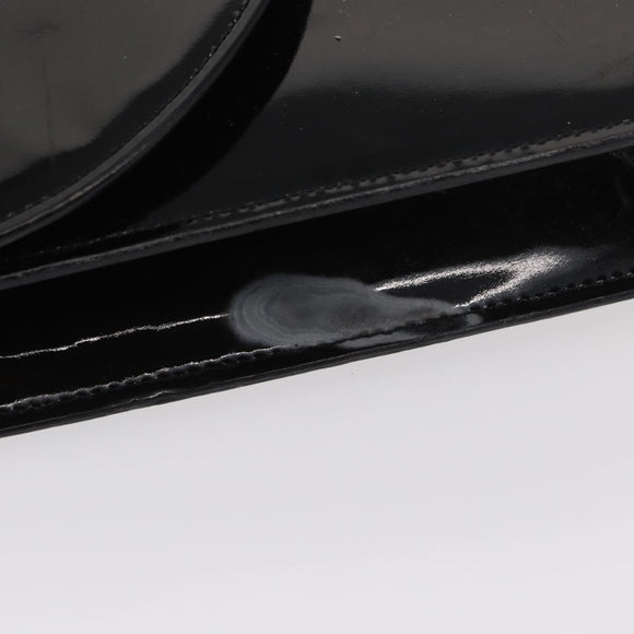 CELINE Clutch Bag Enamel Black Gold Auth bs32100