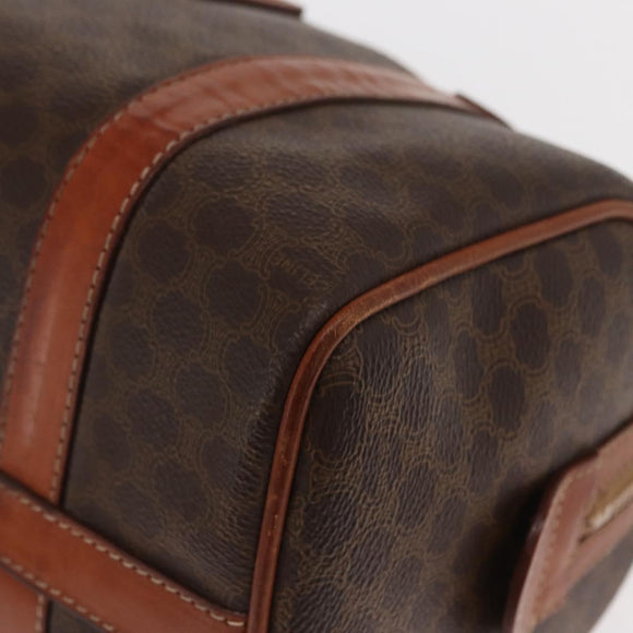 CELINE Macadam Canvas Hand Bag PVC Leather Brown Gold Auth bs32103