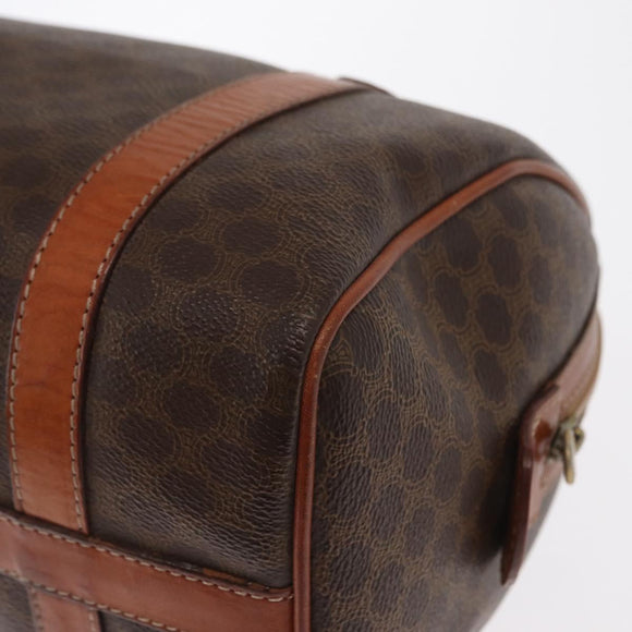 CELINE Macadam Canvas Hand Bag PVC Leather Brown Gold Auth bs32103