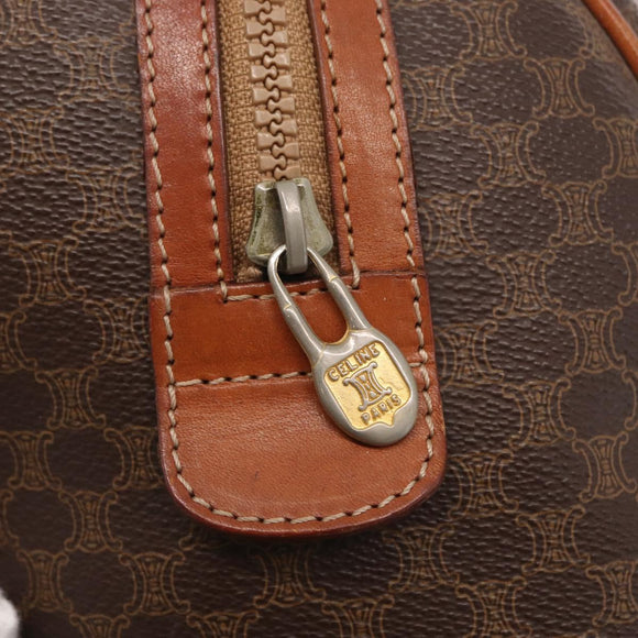 CELINE Macadam Canvas Hand Bag PVC Leather Brown Gold Auth bs32103