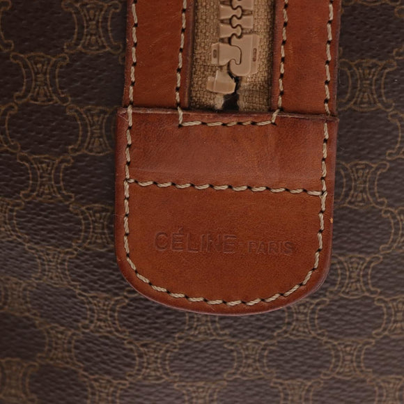 CELINE Macadam Canvas Hand Bag PVC Leather Brown Gold Auth bs32103