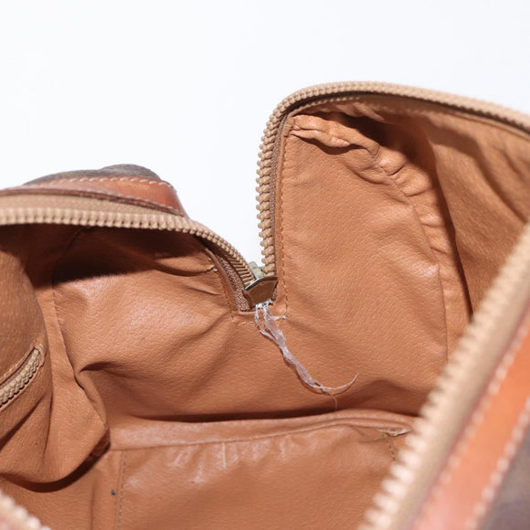 CELINE Macadam Canvas Hand Bag PVC Leather Brown Gold Auth bs32103