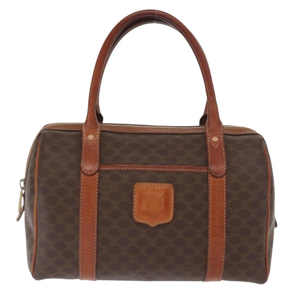 CELINE Macadam Canvas Hand Bag PVC Leather Brown Gold Auth bs32103