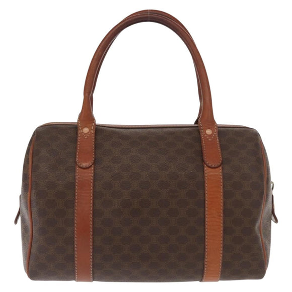 CELINE Macadam Canvas Hand Bag PVC Leather Brown Gold Auth bs32103