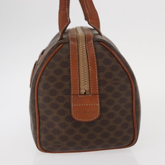 CELINE Macadam Canvas Hand Bag PVC Leather Brown Gold Auth bs32103