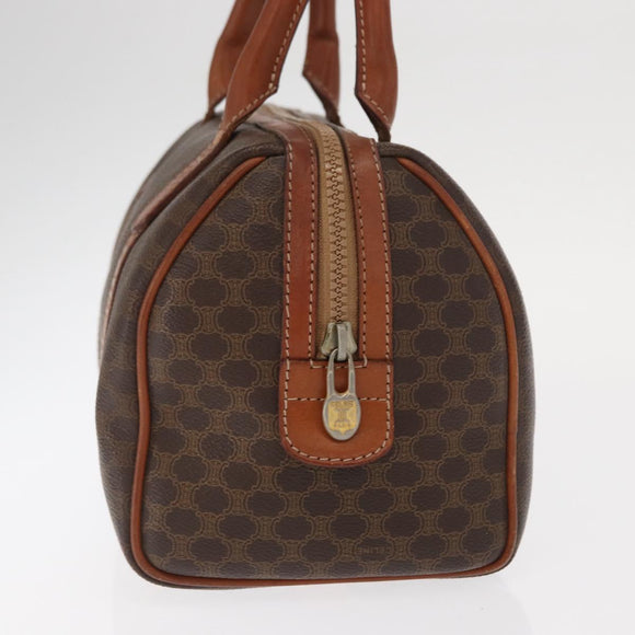 CELINE Macadam Canvas Hand Bag PVC Leather Brown Gold Auth bs32103