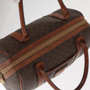 CELINE Macadam Canvas Hand Bag PVC Leather Brown Gold Auth bs32103-6