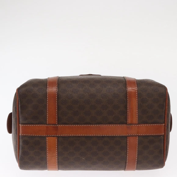 CELINE Macadam Canvas Hand Bag PVC Leather Brown Gold Auth bs32103